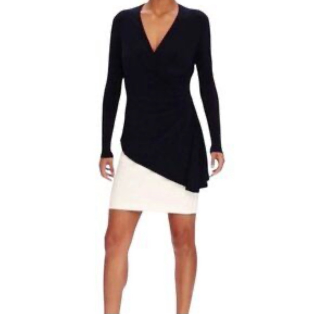 Lauren Ralph Lauren Colorblock Sheath Overlay  Asymmetrical Hem Dress Sz 16